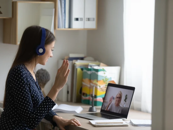 Doctor talking online prescriptions via telehealth