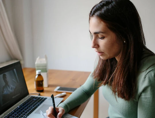 Doctor giving repeat prescription via telehealth