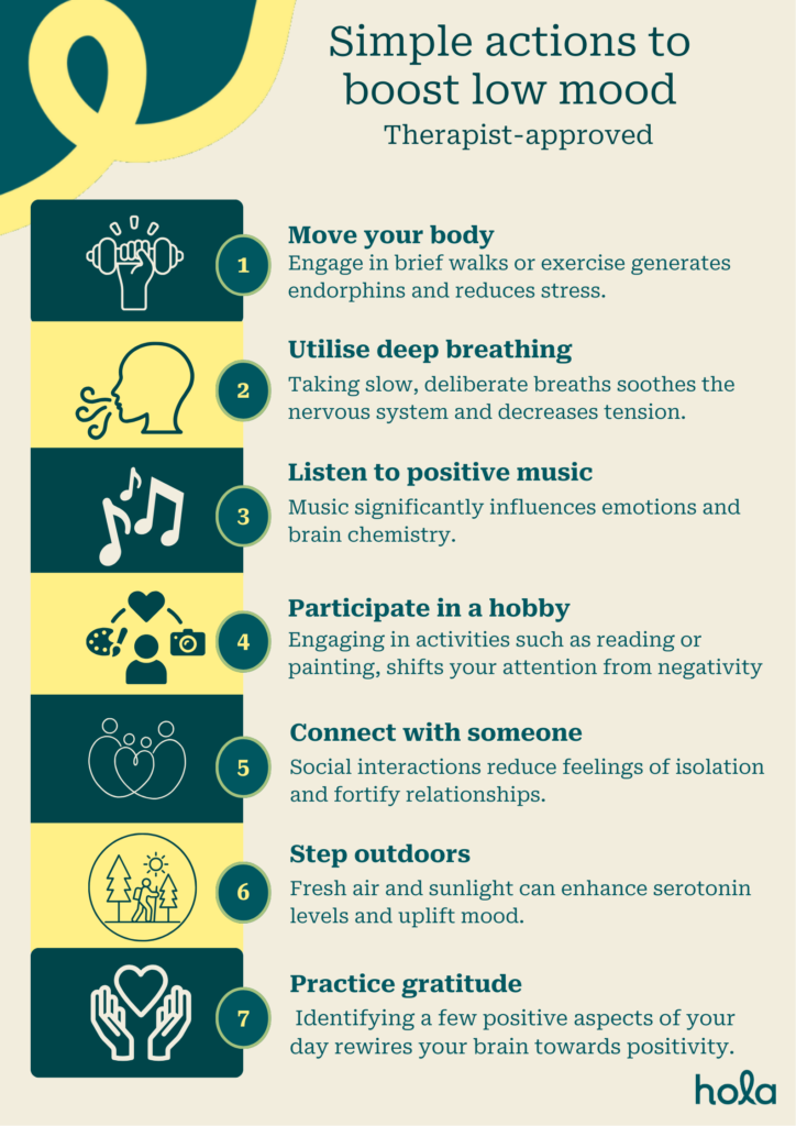 simple actions to boost low mood