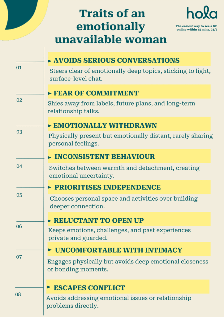 Traits of an emotionally unavailable woman